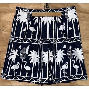 Talbots Women’s Cotton Lined Palm Tree Flamingo Printed Skirt Size 14p Petite